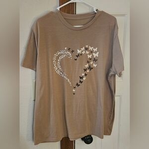 2Xl  SheIn Curve Woman's Brown Short Sleeve Top